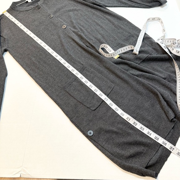 J. Jill Gray Cardigan Sweater Longline Duster Wool Blend Long Sleeve M - Picture 13 of 13